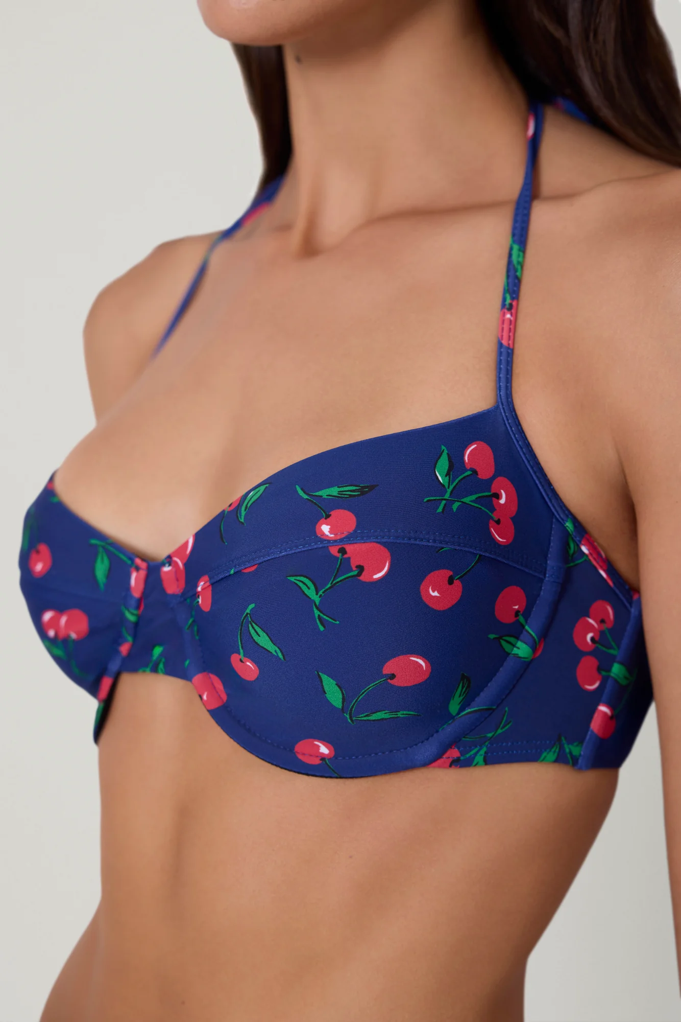 Navy Cherries Bra Halter Top - Image 2